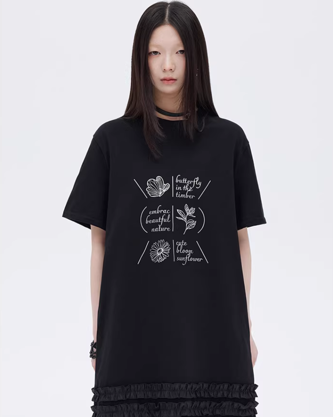 Ruffle Lace T-Shirt Dress SHN0026