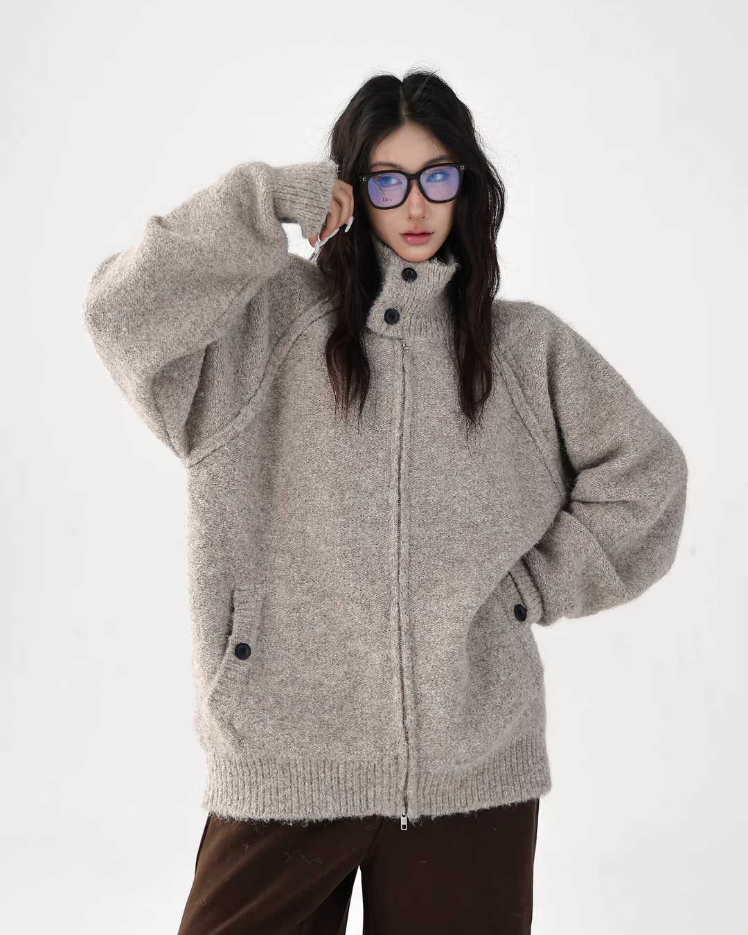 Stand Collar Knit Jacket ACS0352