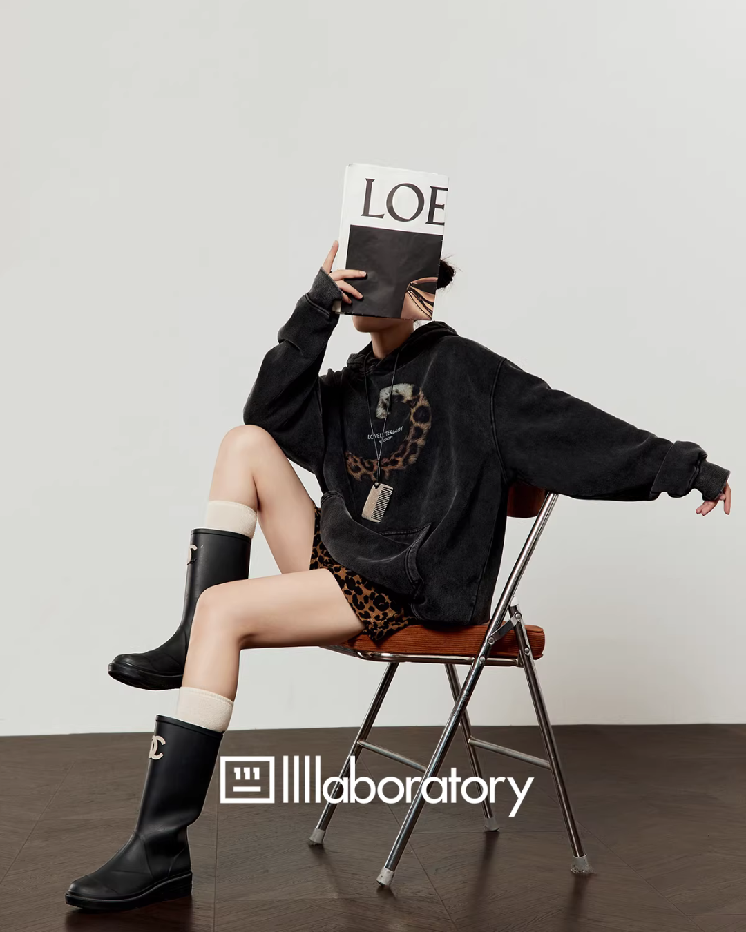 Leopard Tail Print Hoodie / Leopard Mini Skirt LLA0591