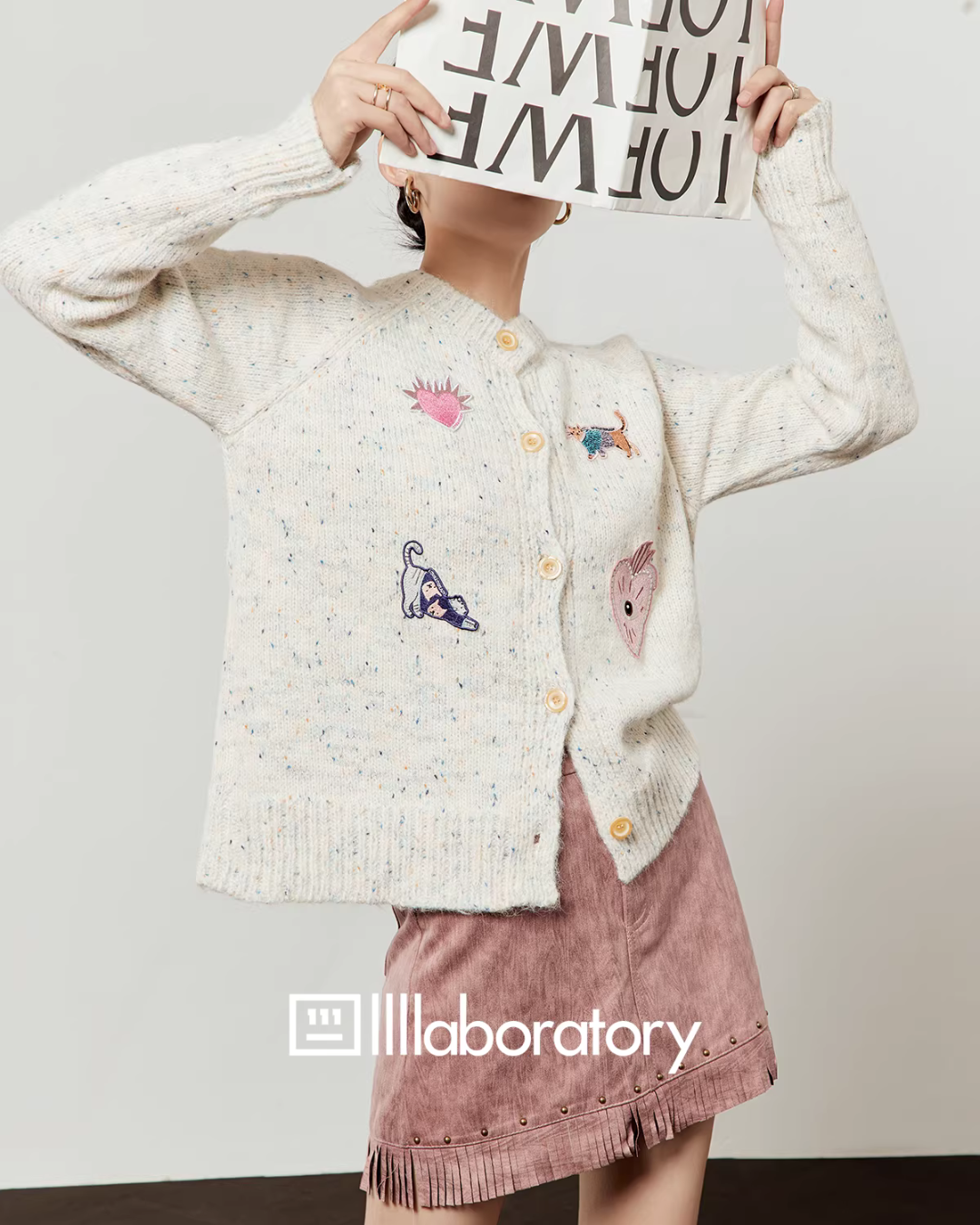 Playful Patch Knit Top / Fringe Mini Skirt LLA0629