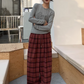 Plaid Straight Wide Pants SXI0011