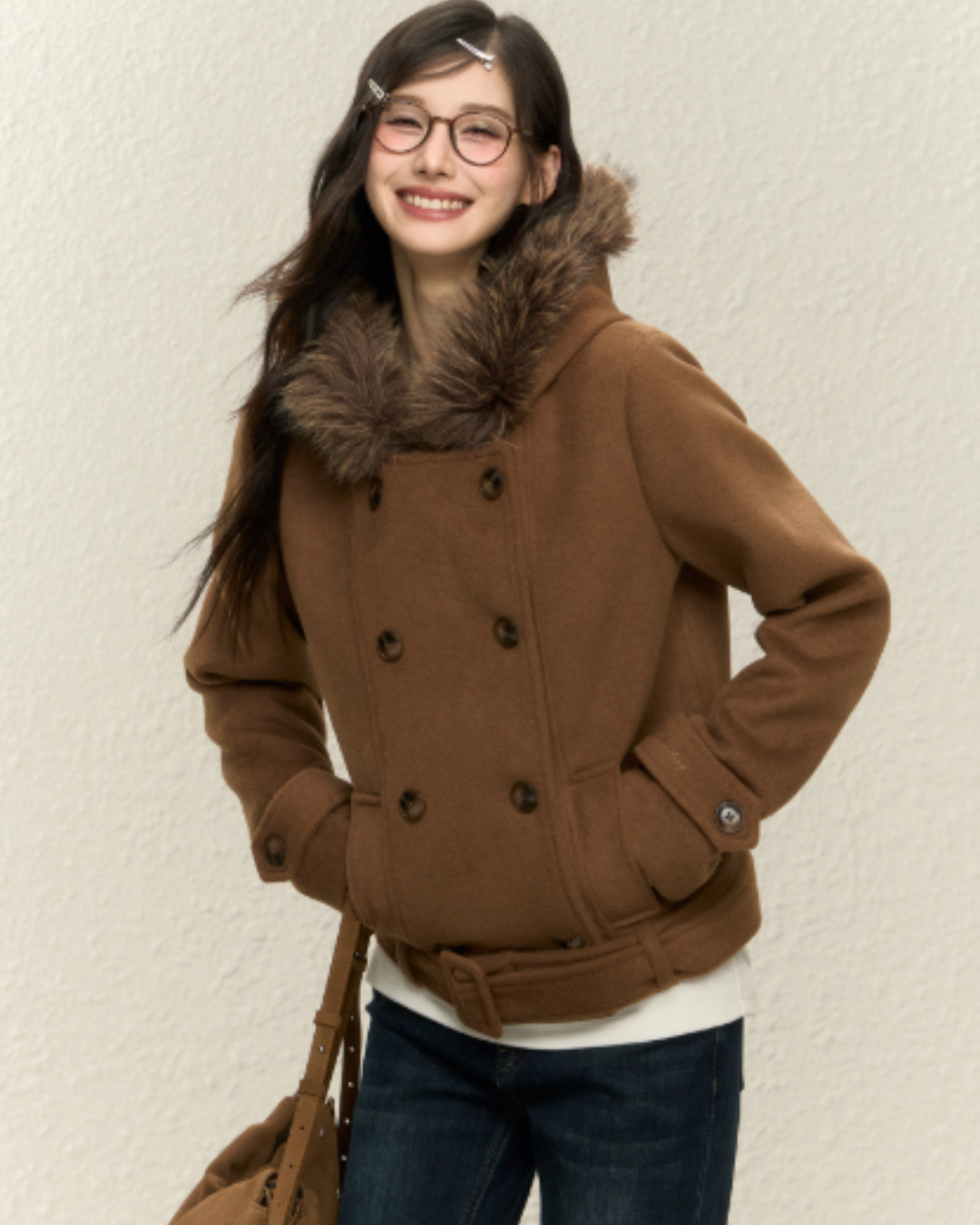 Double-Breasted Fur Coat ELS0019