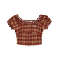 Retro Plaid Off-Shoulder Tops ZZF0236