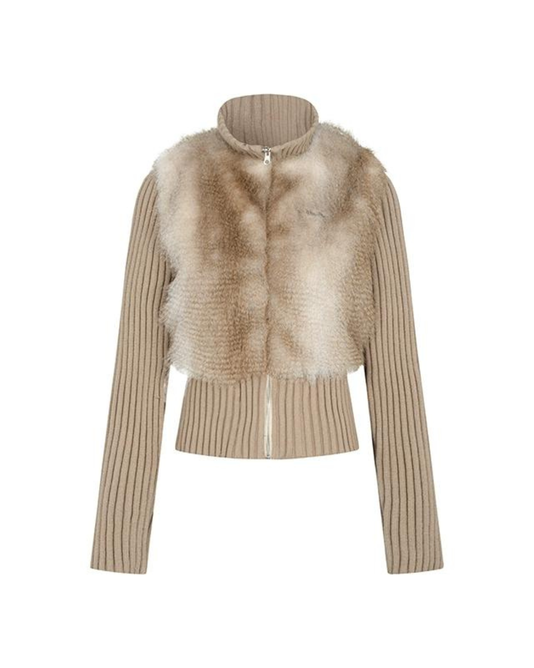 Fur Rib Knit Cardigan SAP0006