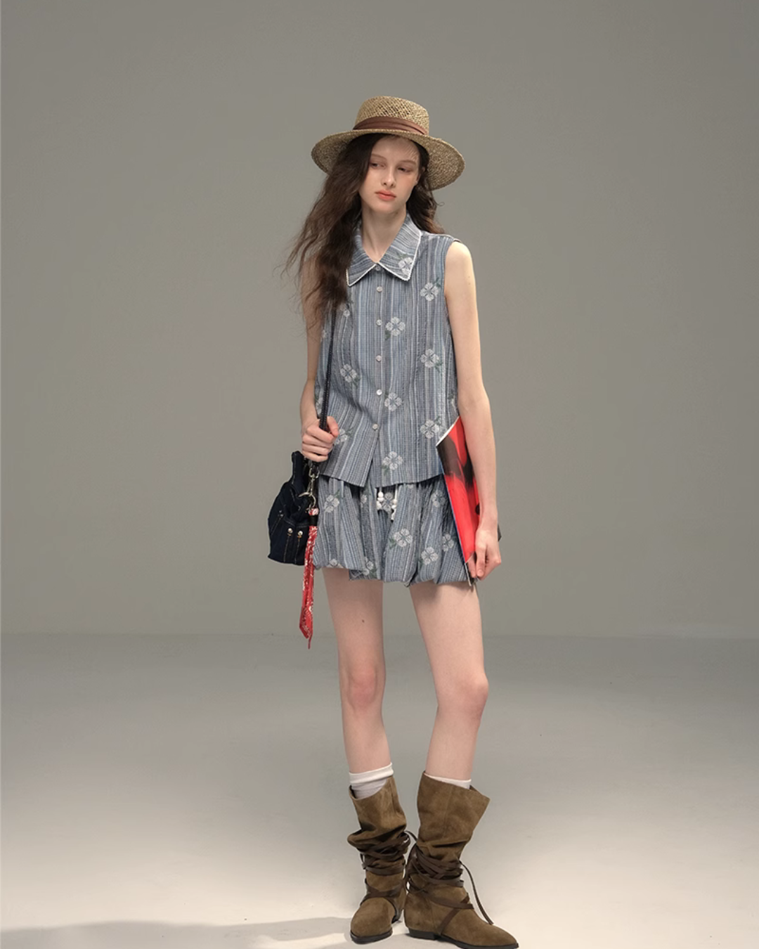 Flower Shirt Vest / Balloon Mini Pants USY0008