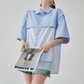 Blue Striped Patchwork Short-Sleeve Shirt FER0183