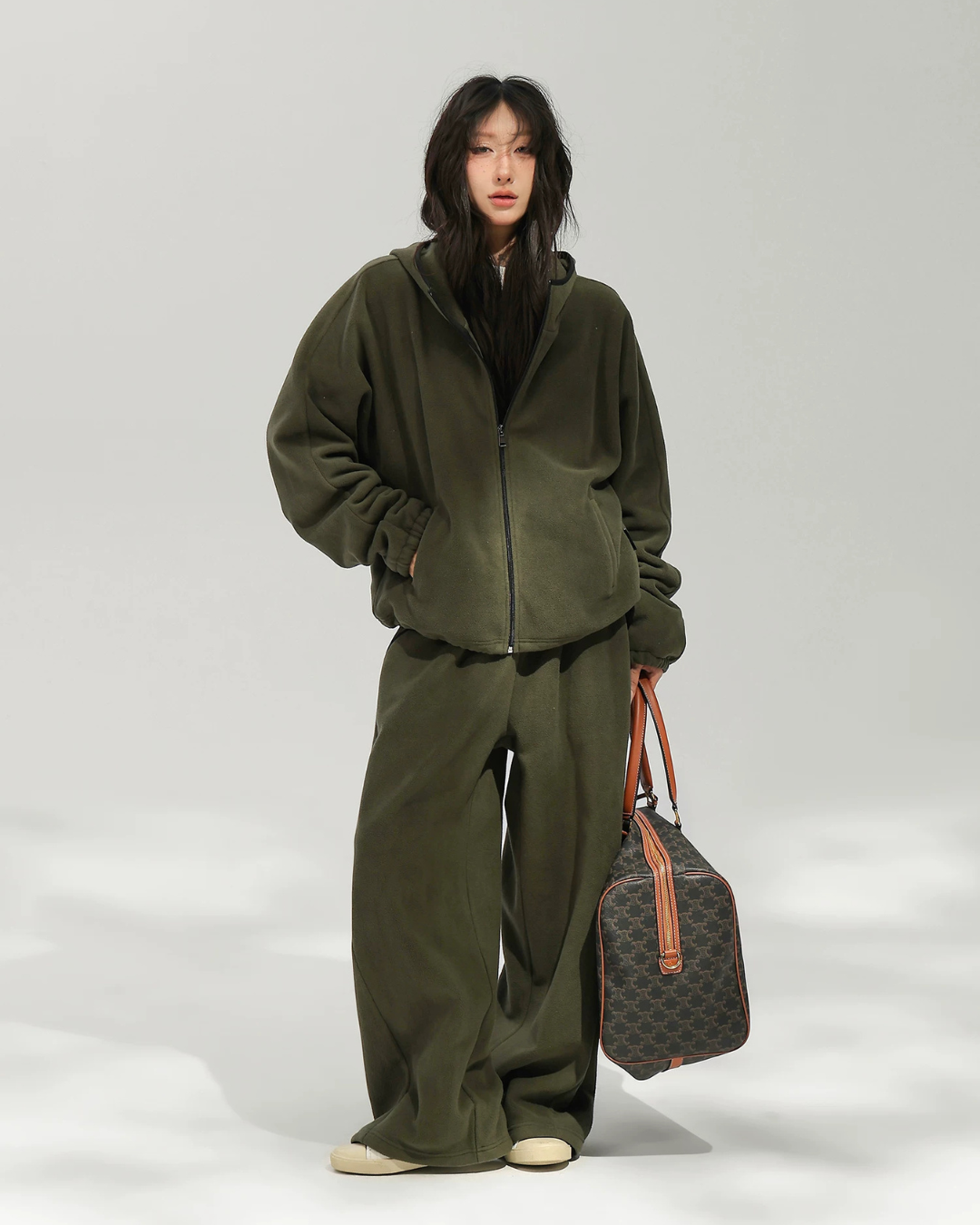 Fleece-Lined Zip-Up Hoodie / Wide Pants ACS0385