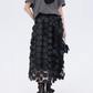 Patch Embroidered Flared Mesh Skirt SHN0003