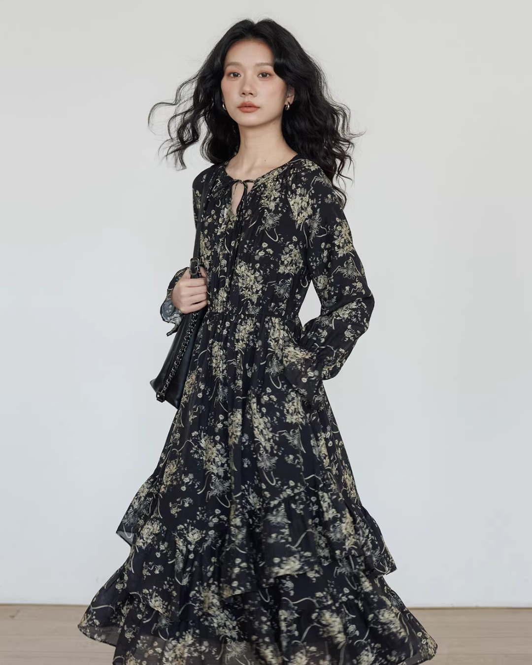 V-Neck Floral Vintage Shirt Dress VAS0192