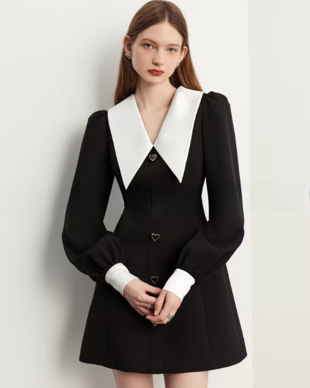 Big Collar Heart Button Dress DPY0072