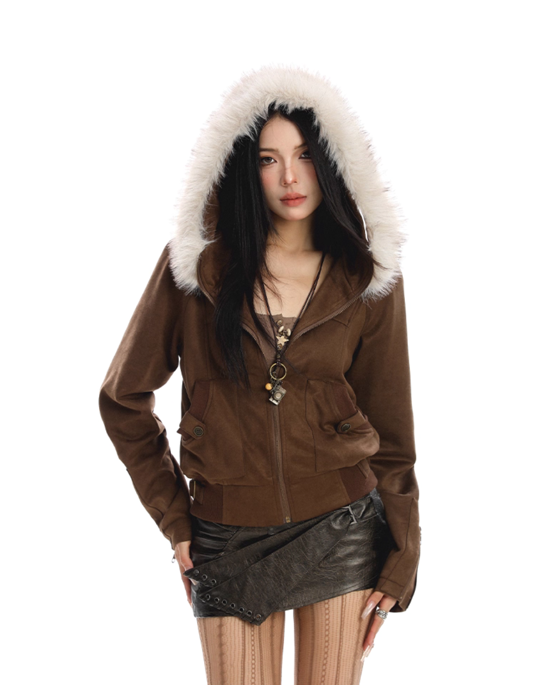 Fur Hood Suede Jacket BGS0025