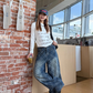 Retro Plaid Curved Knife Jeans CYE0035