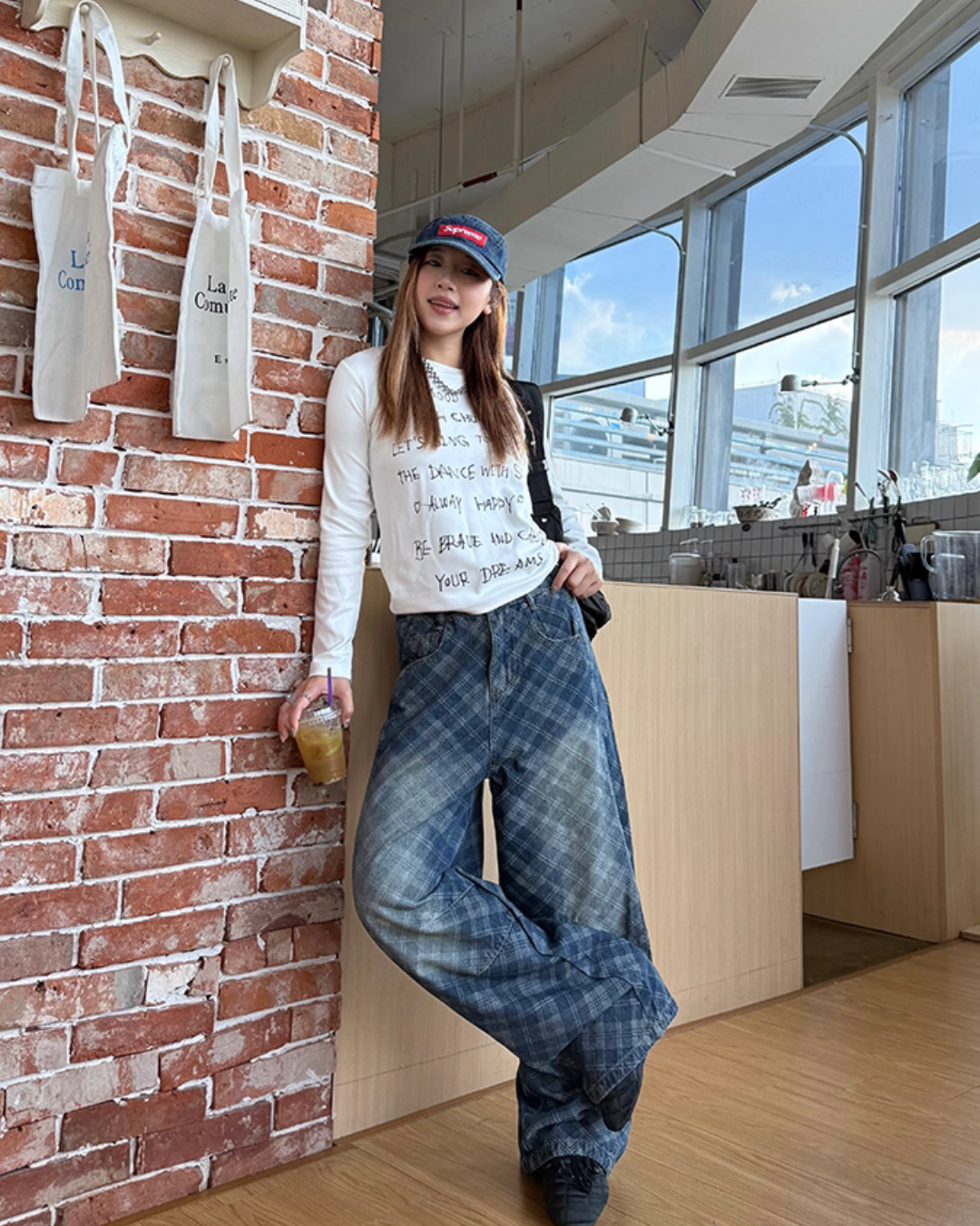 Retro Plaid Curved Knife Jeans CYE0035