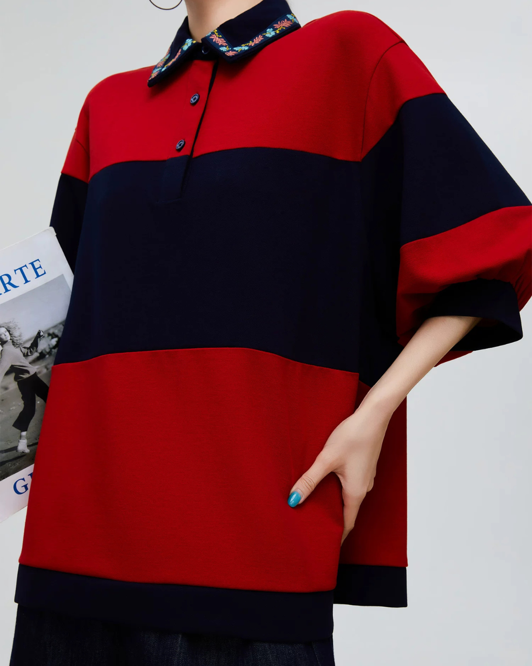 Oversized Polo Shirt Knit FER0255