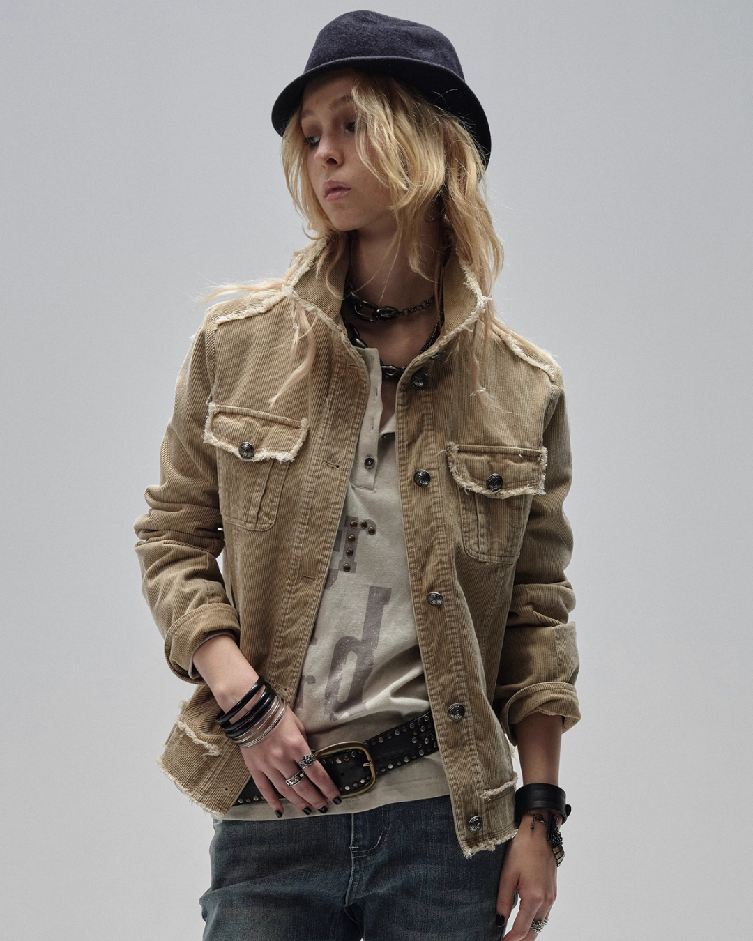Vintage Corduroy Metal Buckle Jacket WAT0014
