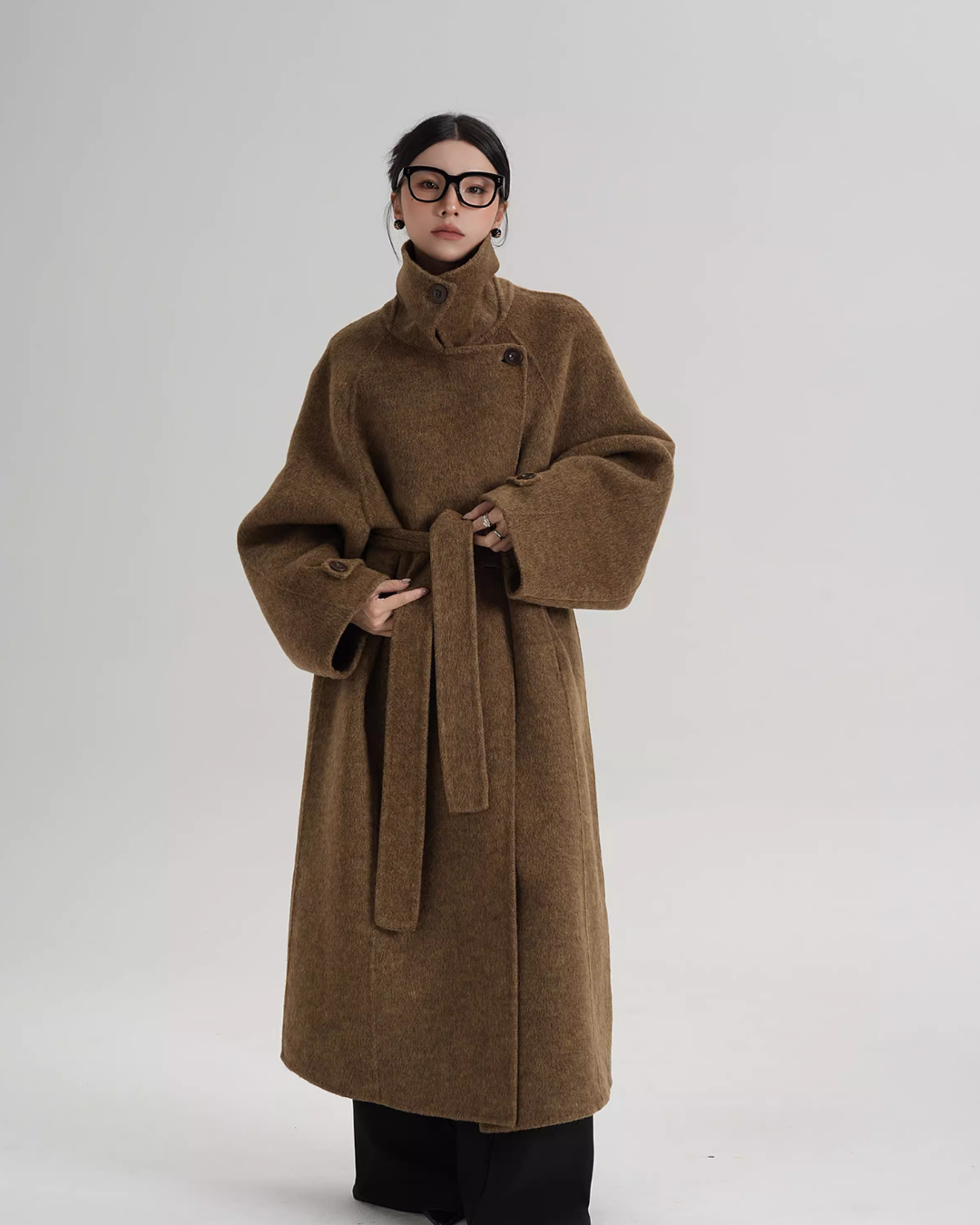 Stand Collar Long Loose Wool Coat SRS0361