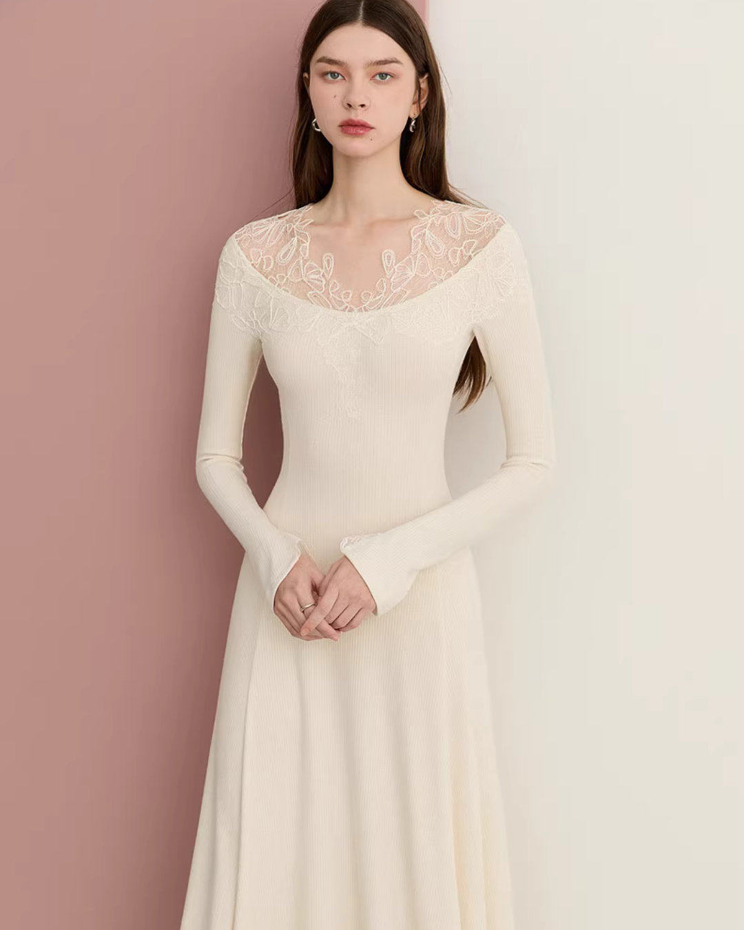 Lace French Long-Sleeve Dress DPY0080