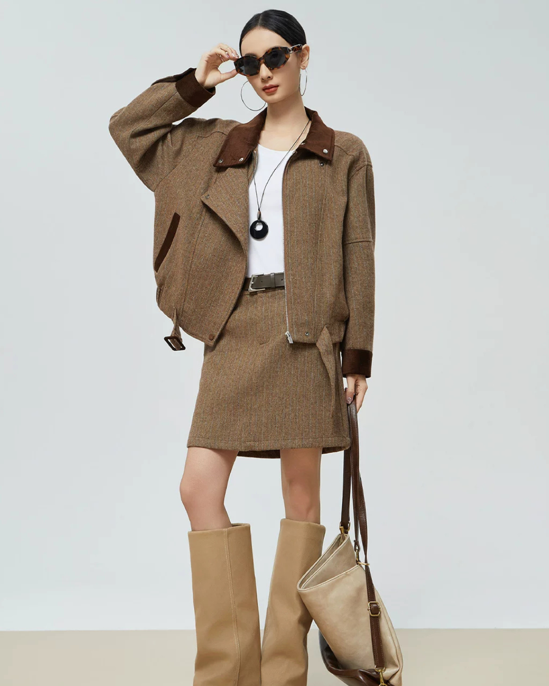 Wool-Like Short Jacket / Mini Skirt FER0379