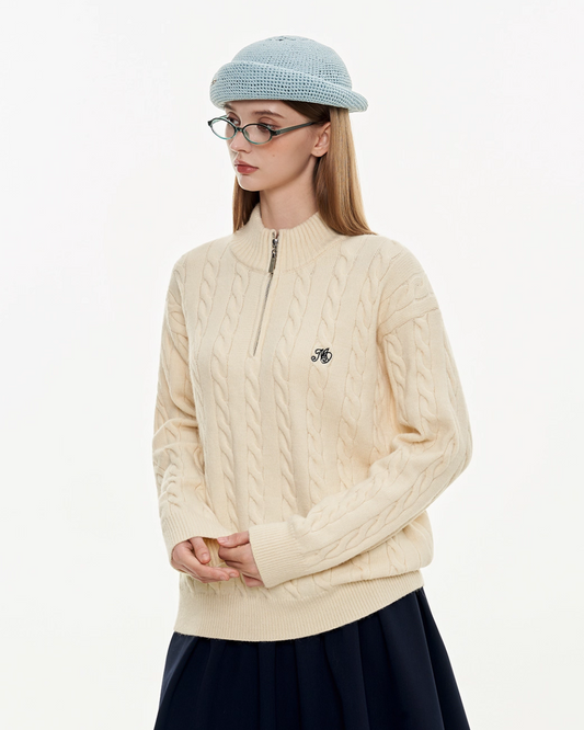 Half Zip Cable Knit MDB0010