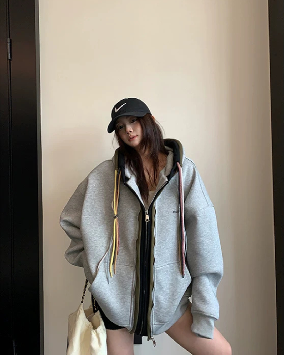 Colorful Drawcord Zip-Up Hoodie YLS1075