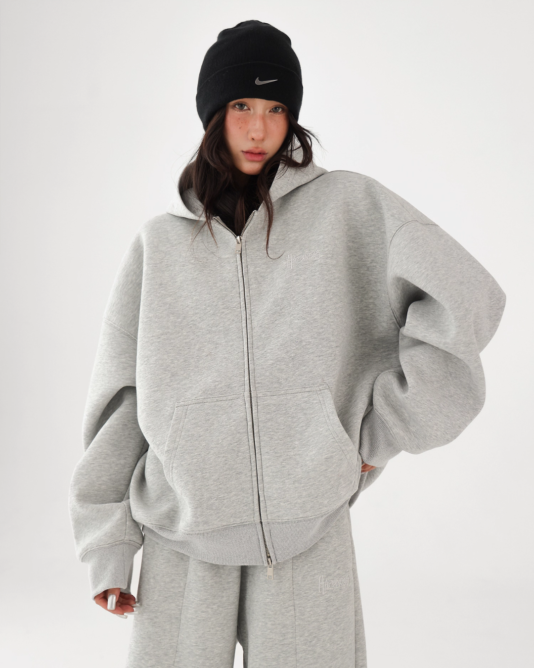 Basic Simple Zip Hoodie / Wide Sweatpants ACS0327