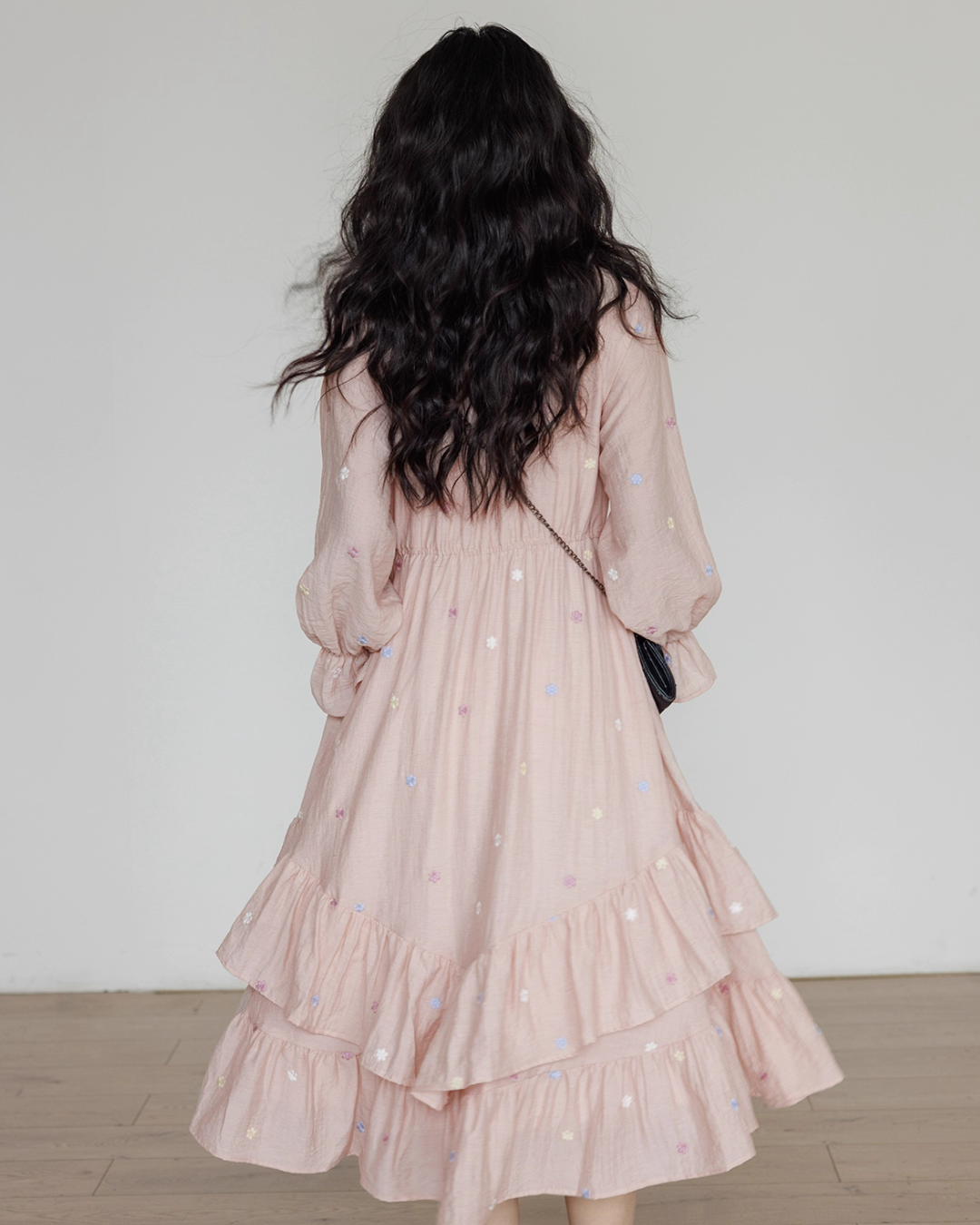 Small Floral Embroidery Long Dress VAS0156