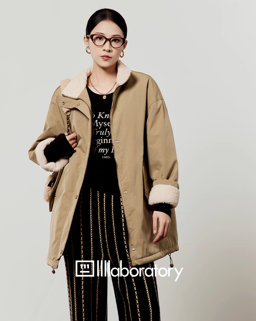 Boa Military Jacket/Black Striped Pants LLA0558