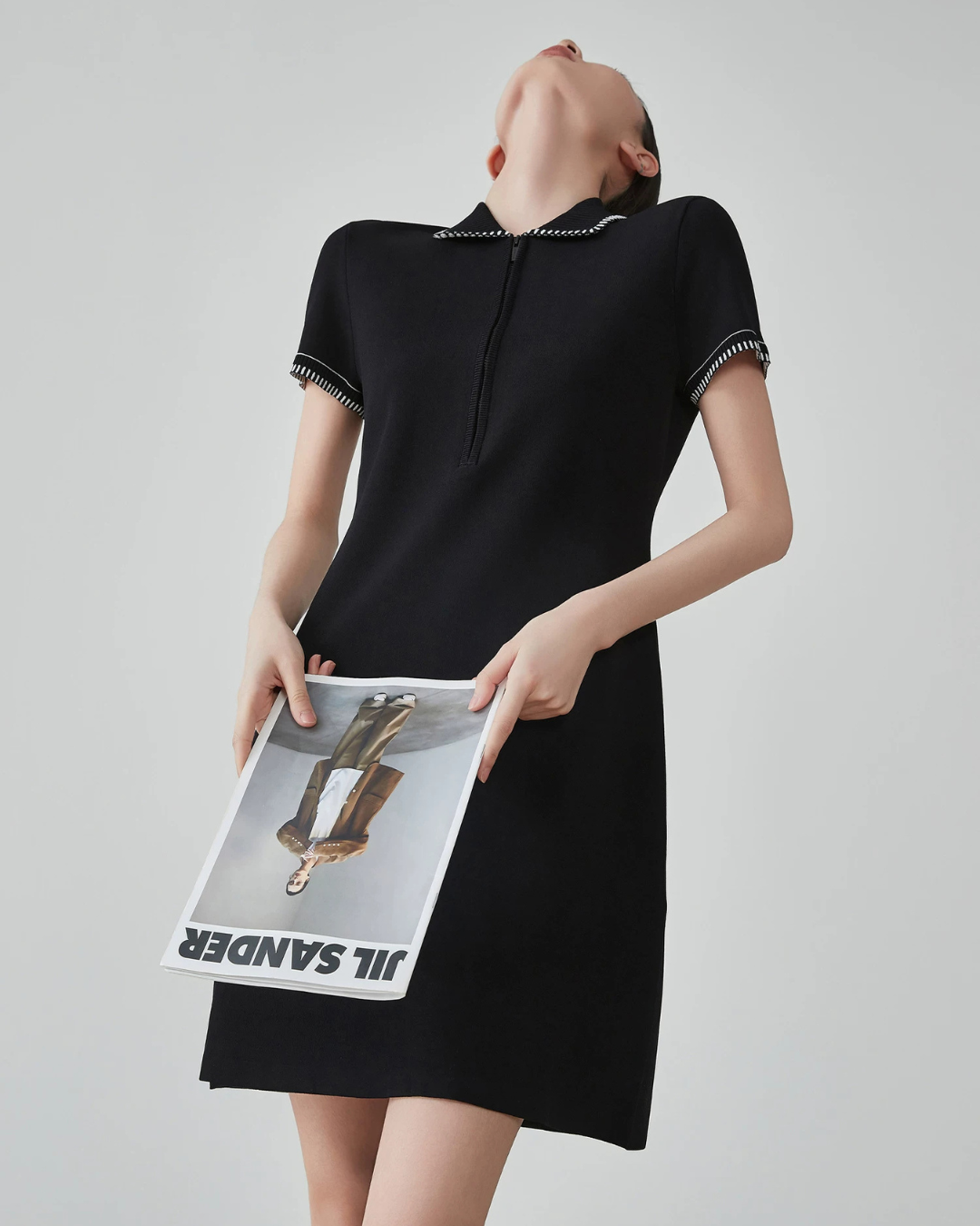 Blanket Stitch Half-Zip Polo Dress FER0201