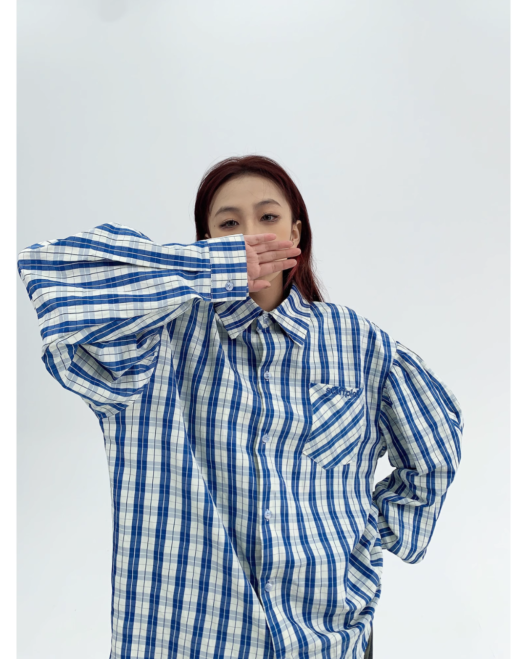 Loose Check Blue Shirt YLS0096