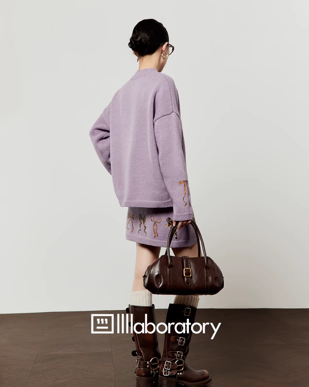 Ribbon Design Knit Top / Knit Mini Skirt LLA0630