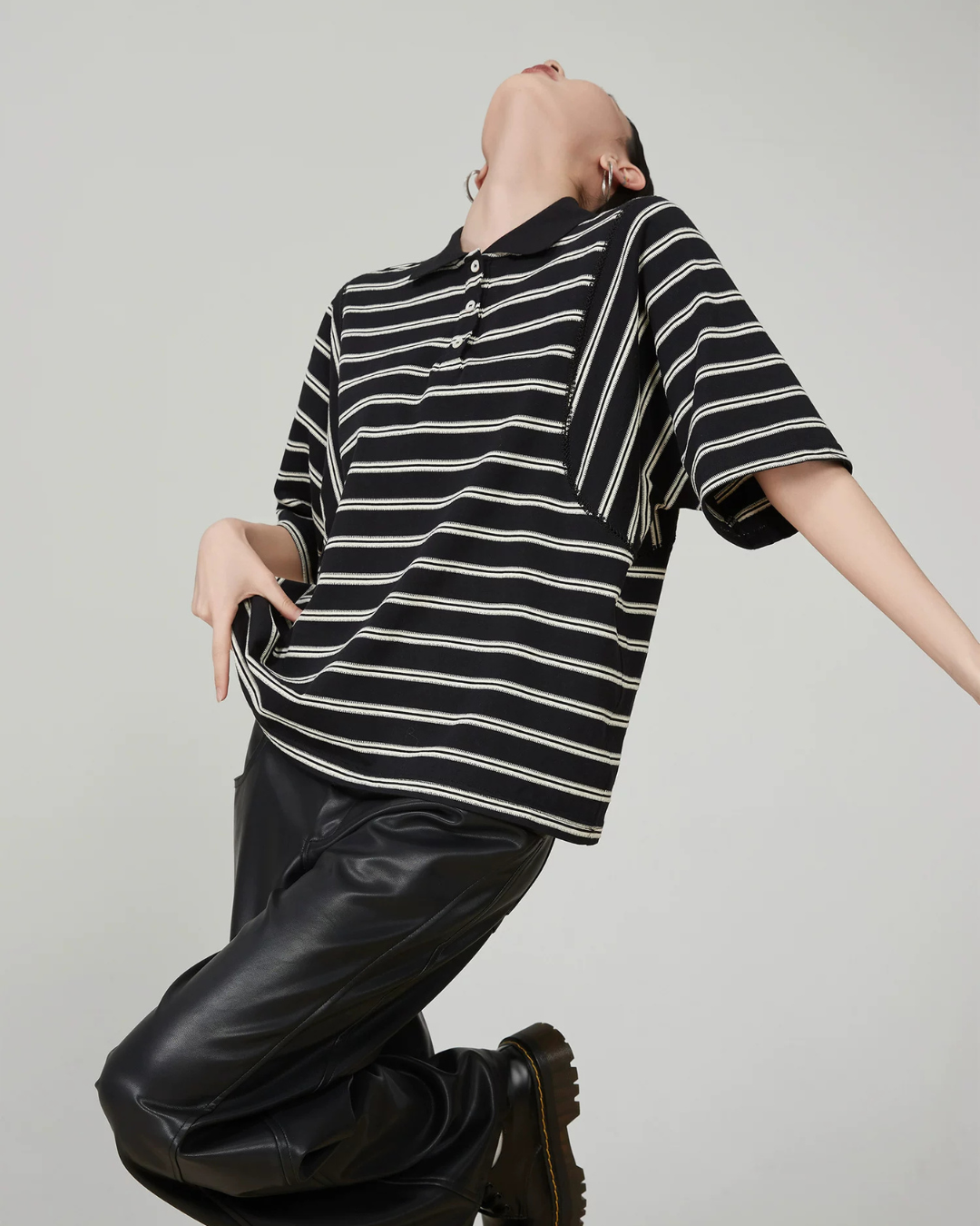 Striped Oversized Polo Shirt FER0244
