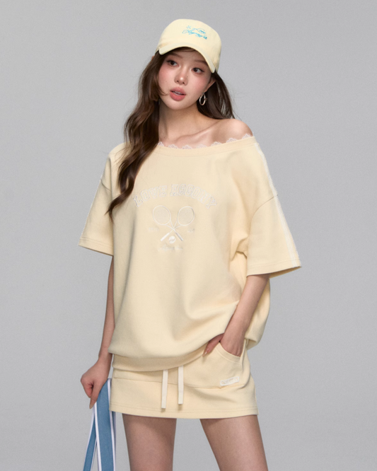 One Shoulder Sweat Top / Sweat Mini Skirt ASG0044