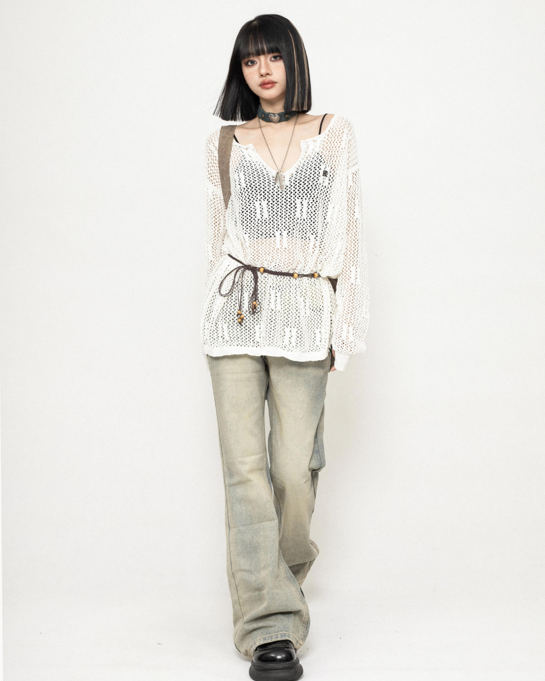 Mesh Loose Knit Tops ZRS0007