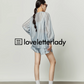 V-Neck Blue Striped Tops / Loose Shorts LLA0247