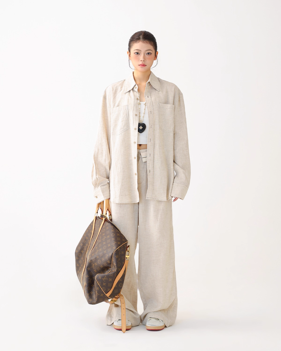 Relax Linen Long Sleeve Shirt / Wide Leg Pants ACS0287