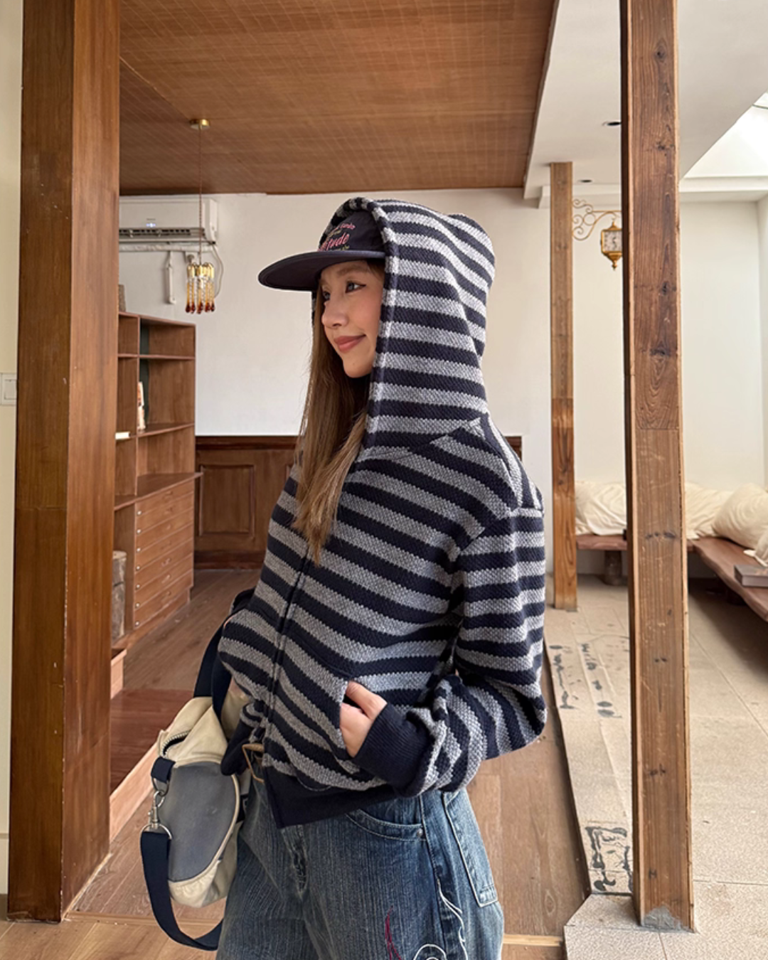 Stripe Knit Zip Hoodie CYE0086