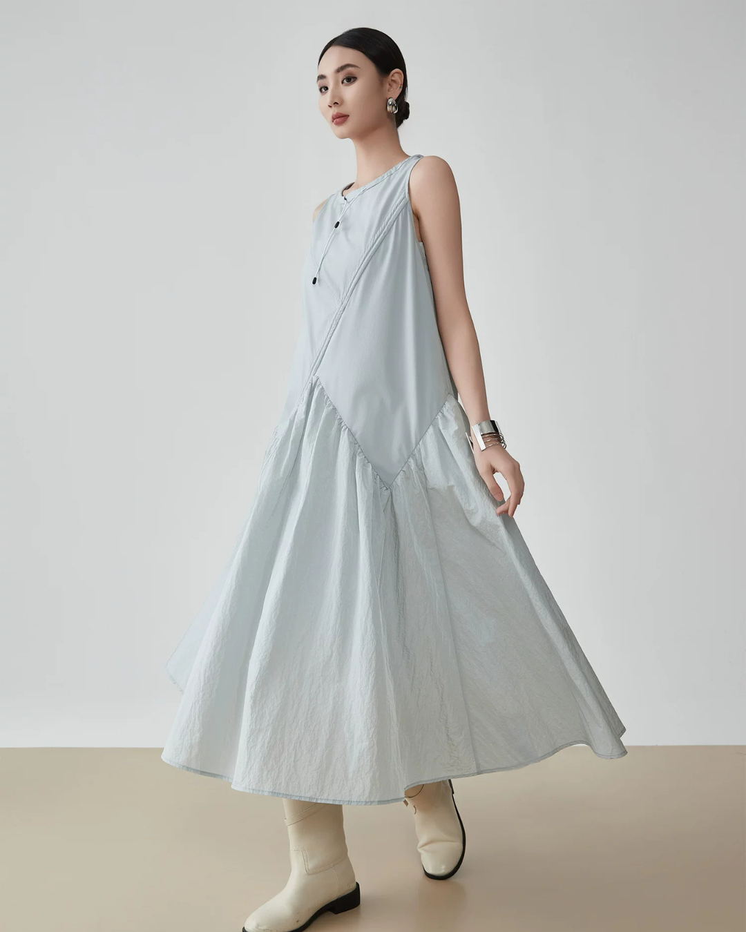 Asymmetric Drape Long Dress FER0279