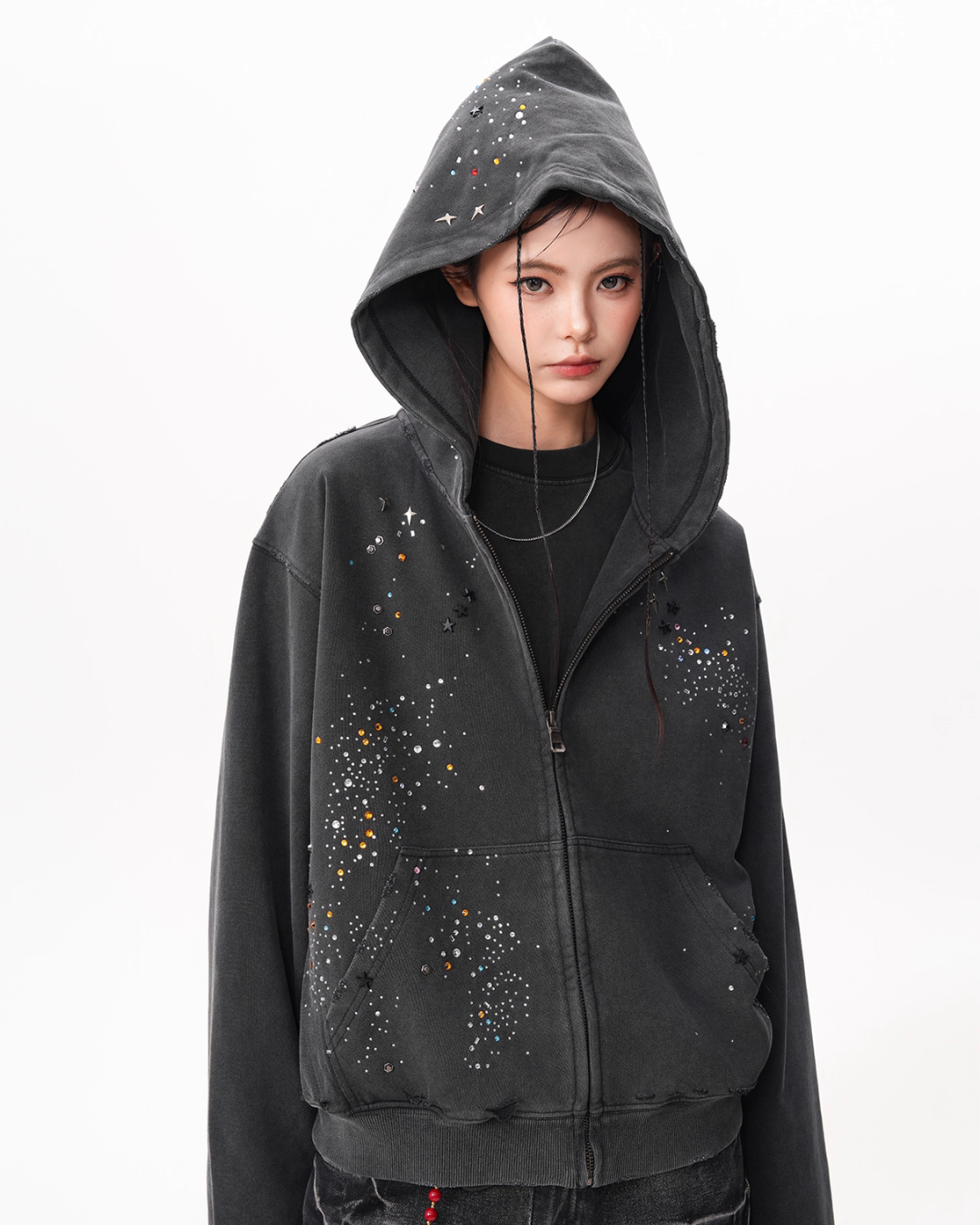 Vintage Sequin Zip Hoodie BWA0001
