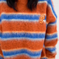 Border Shaggy Knit Tops YLS0713
