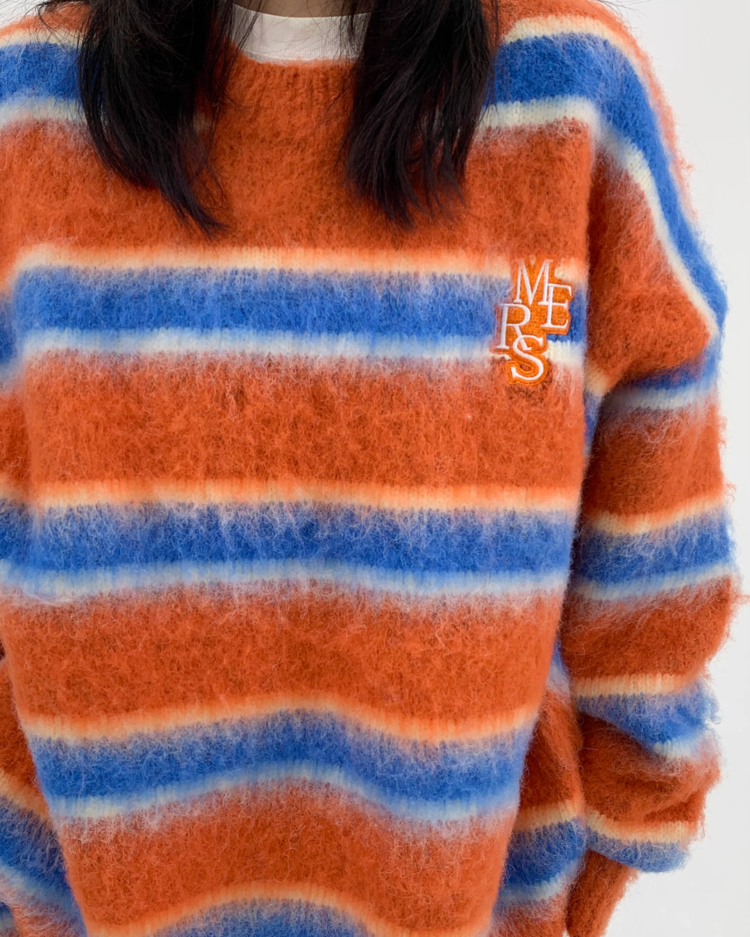 Border Shaggy Knit Tops YLS0713