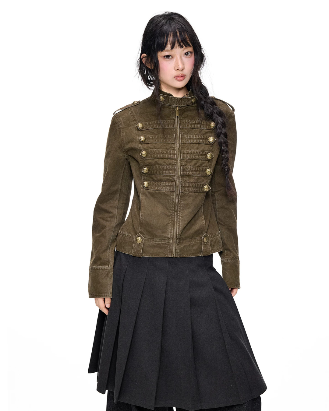 Double-Breasted Stand Collar Jacket EZK0111