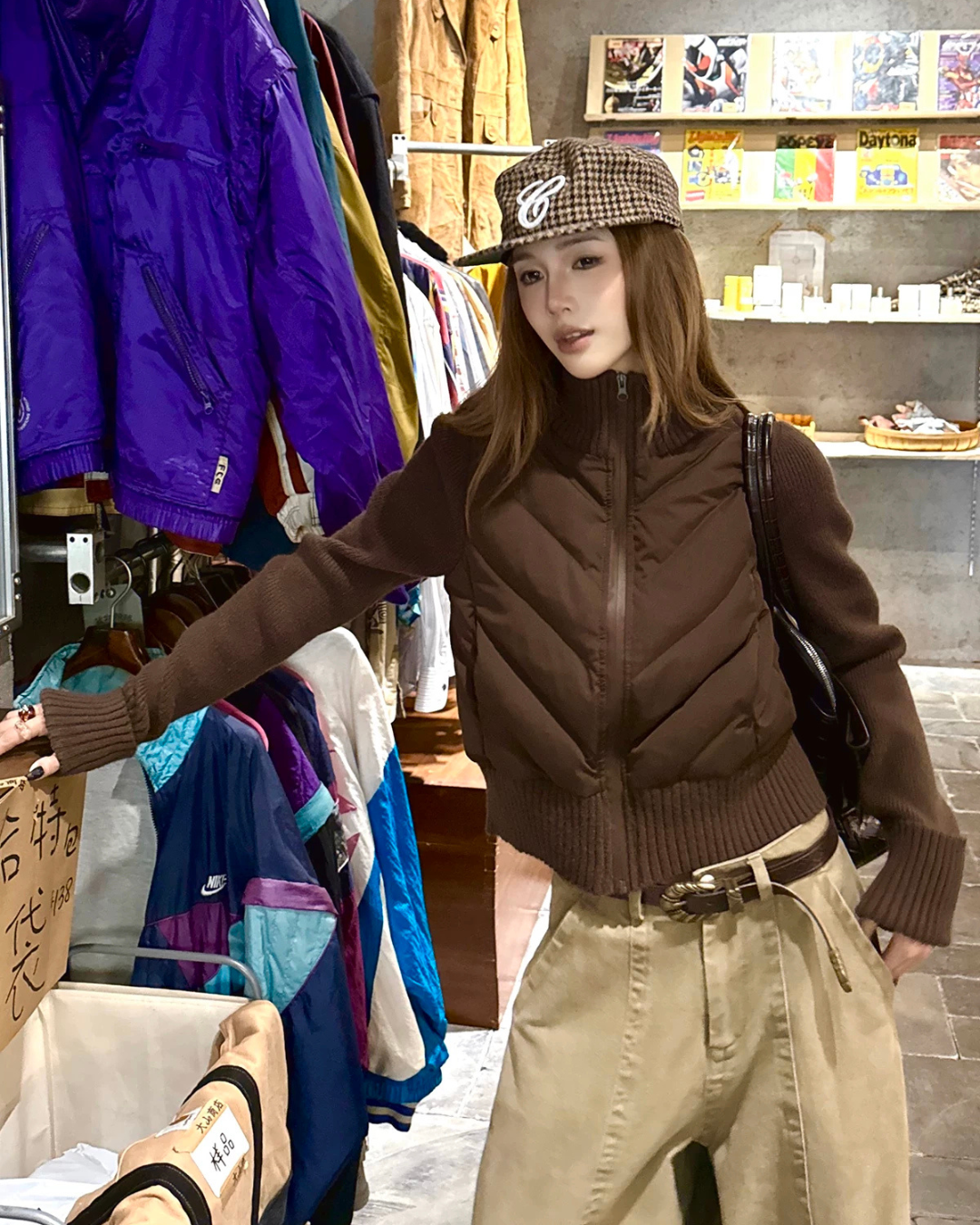 Knit Panel Quilted Knit Jacket WWP0019