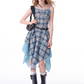 Blue Tiedye Waist Slim Dress ZZF0361