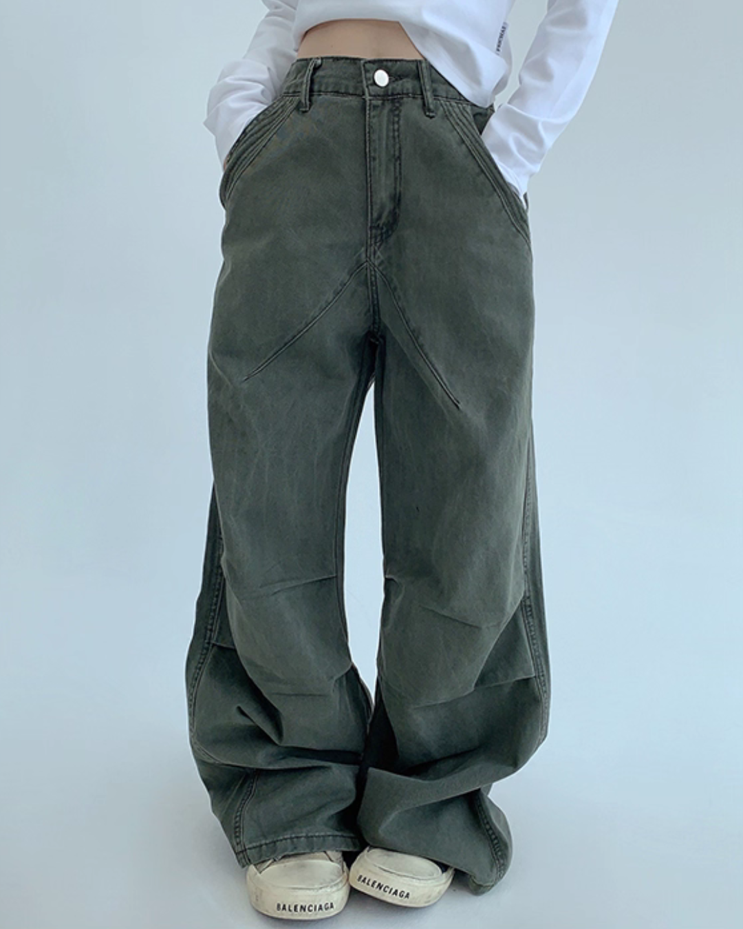 Oversized Denim Cargo Pants YLS0936