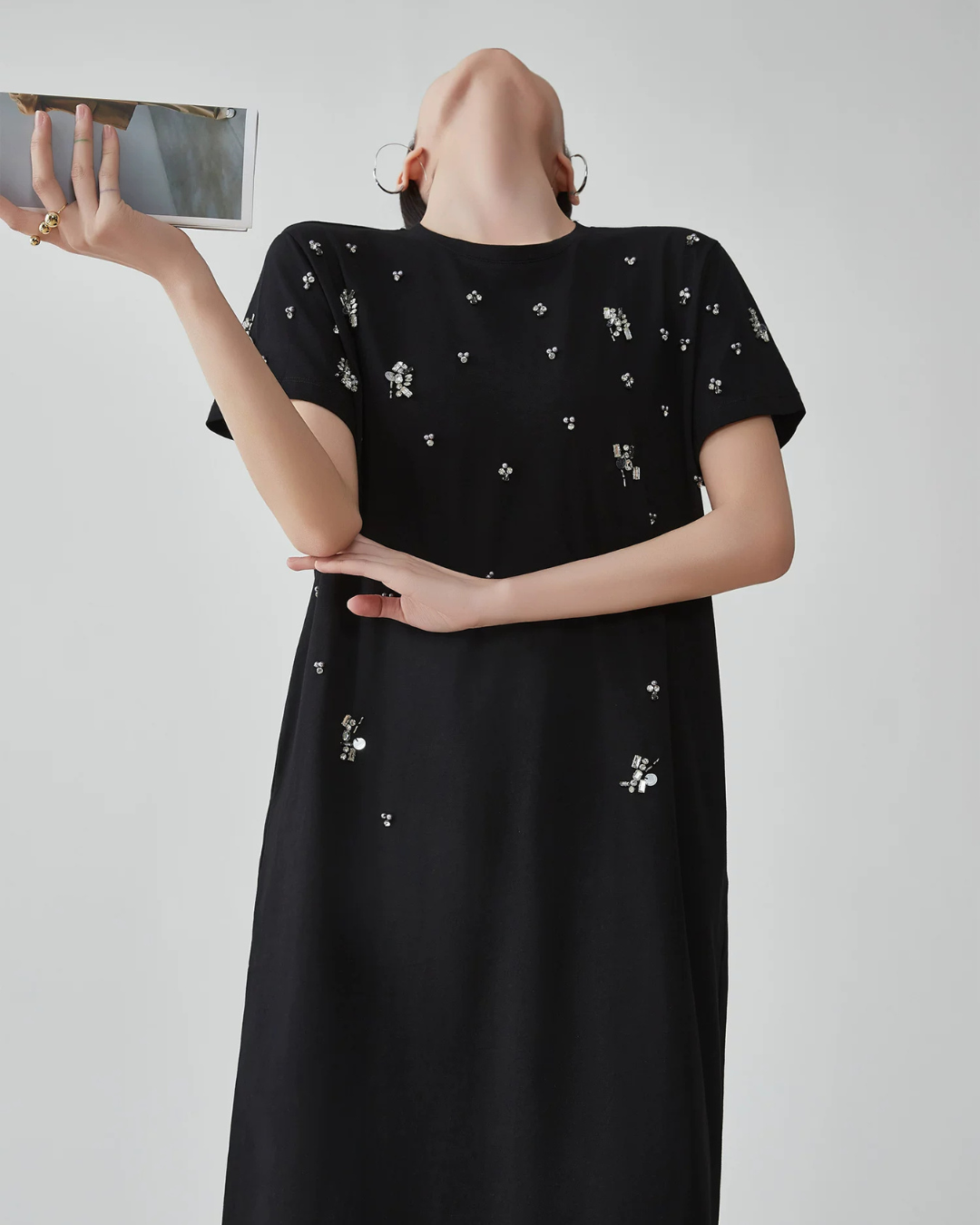 Bijou Flower Embroidery T-Shirt Dress FER0200