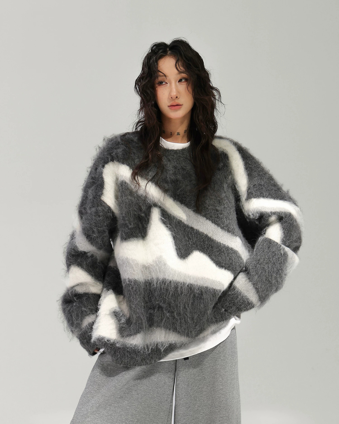 Mohair Jacquard Knit Sweater ACS0387