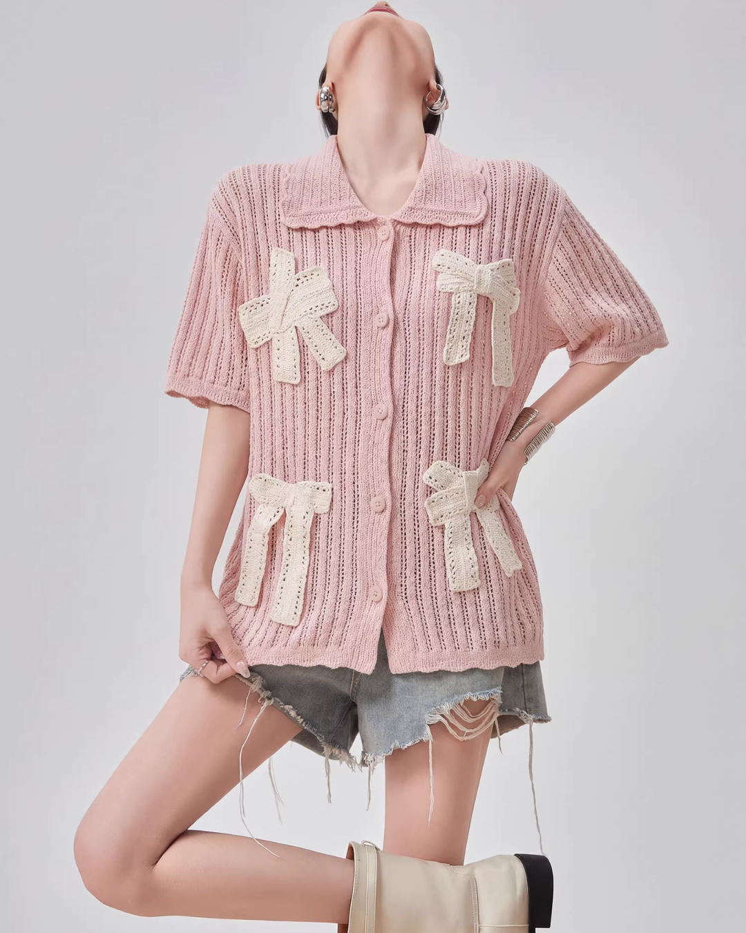 Ribbon Motif Knit Top FER0084
