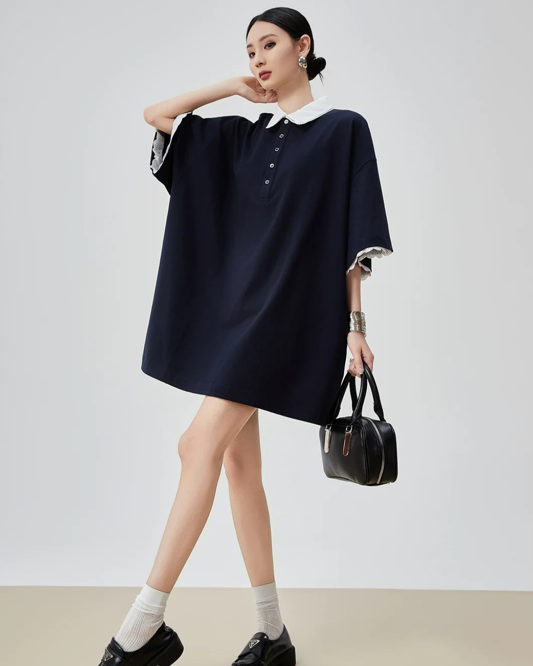 Two-Tone Polo Shirt Dress FER0226