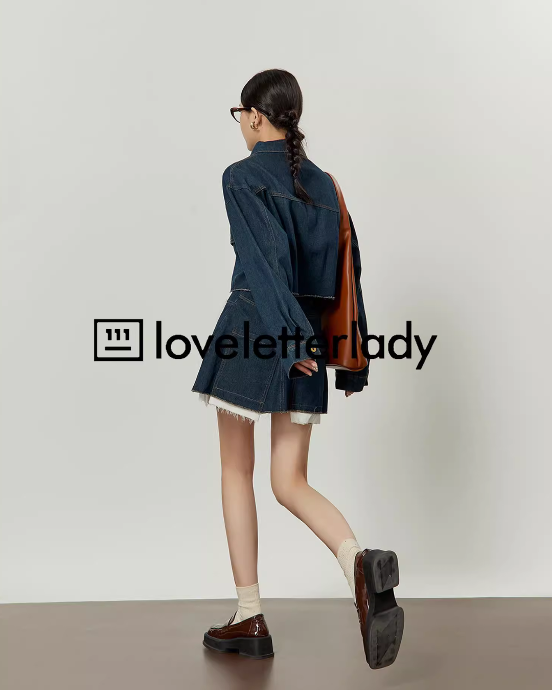 Denim Blue Stitched Denim Jacket & Skirt LLA0320