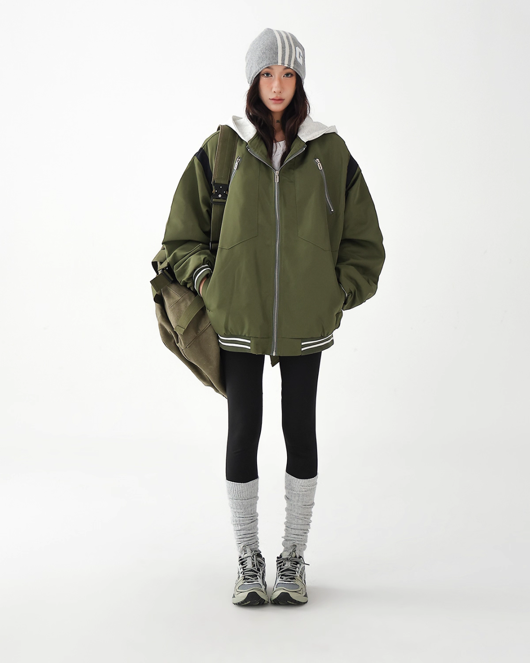 Retro Color Patchwork Hood Jacket ACS0286